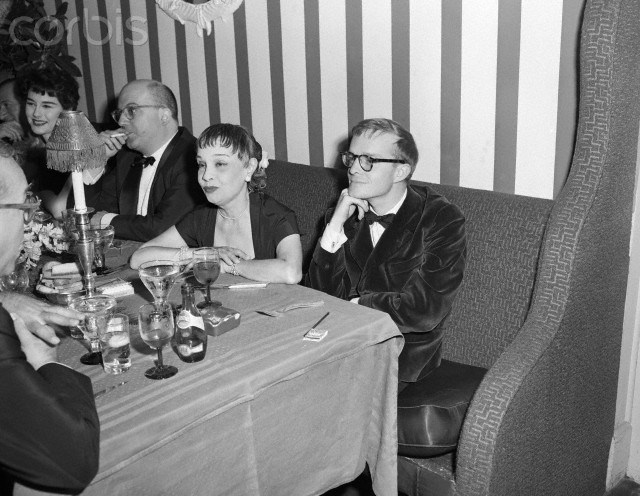 Anita Loos and Truman Capote at El Morocco Club