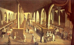 Interiorul spitalului intr-o pictură de Johannes Beerblock 1778