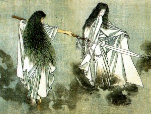 Cei doi zei fondatori din mitologia japoniei: Izanami și Izanaki